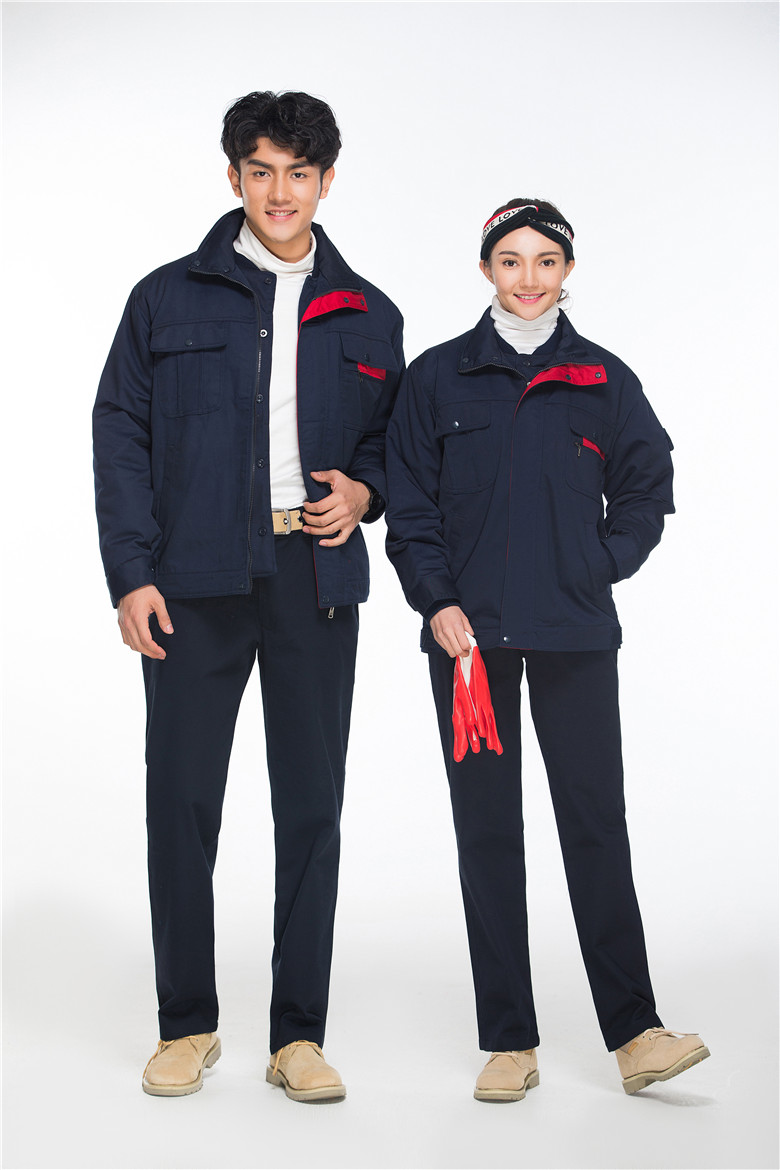 工作服訂制 秋冬加厚藏藍色工作服展示